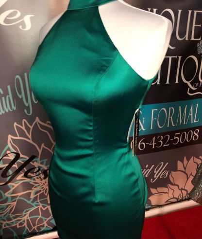 Simple Dark Green Short Mermaid High Neck Homecoming Dress - CoCosBride