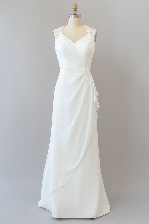 Long Sweetheart Ruffle Lace Chiffon Mermaid Wedding Dress