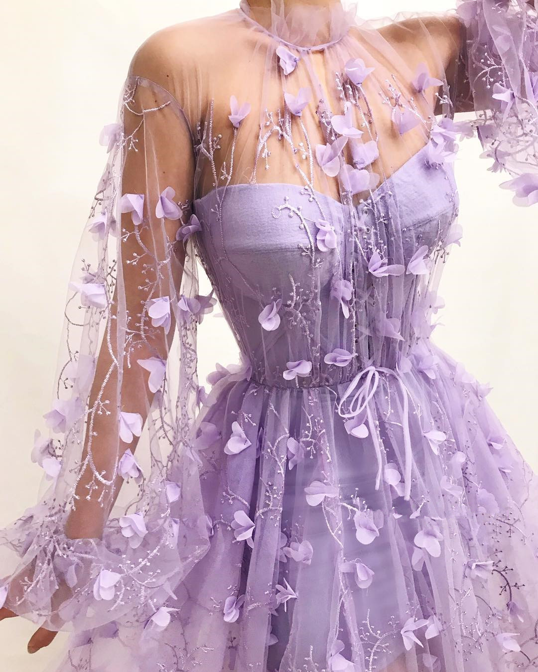 Elegant Long A-line High Neck Tulle Prom Dress with Slit