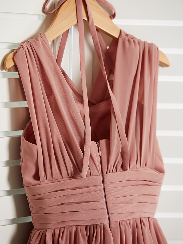 Long A-Line V Neck Chiffon Junior Bridesmaid Dress