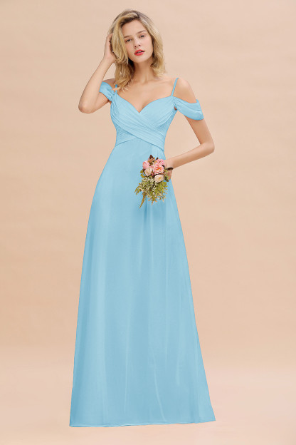 Spaghetti Straps Sweetheart Ruffles Bridesmaid Dress