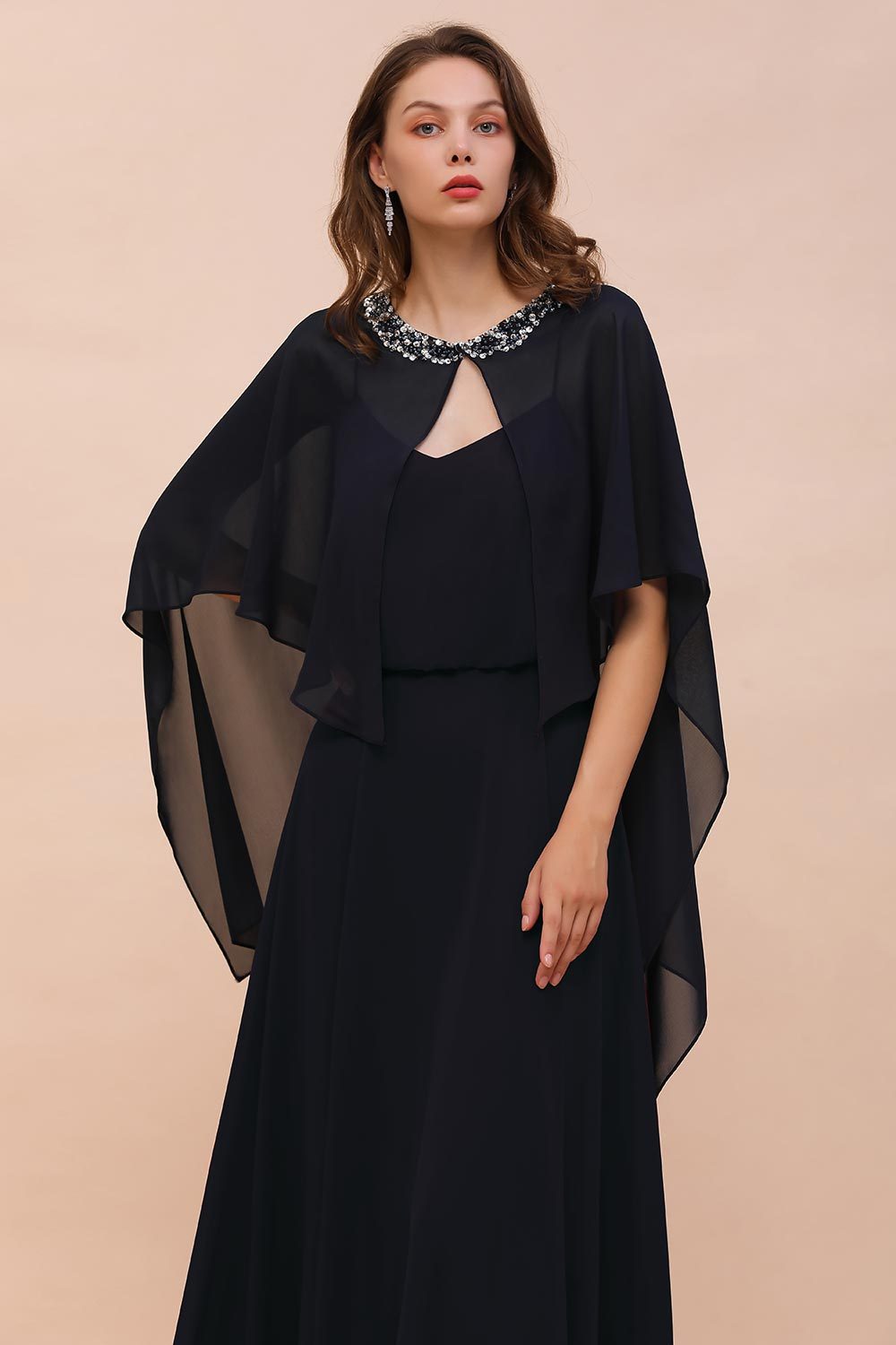 BM1090 Chiffon Dark Navy Special Occasions Wrap