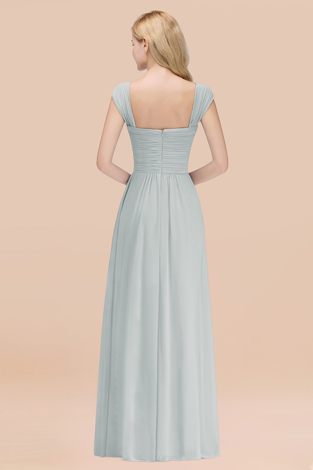 A-Line Chiffon Straps Sweetheart Sleeveless Floor-Length Bridesmaid Dress with Ruffles