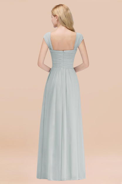 A-Line Chiffon Straps Sweetheart Sleeveless Floor-Length Bridesmaid Dress with Ruffles