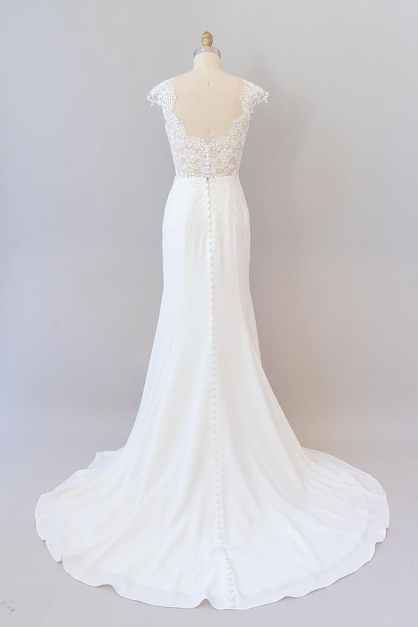 Long Mermaid Lace Chiffon Wedding Dress