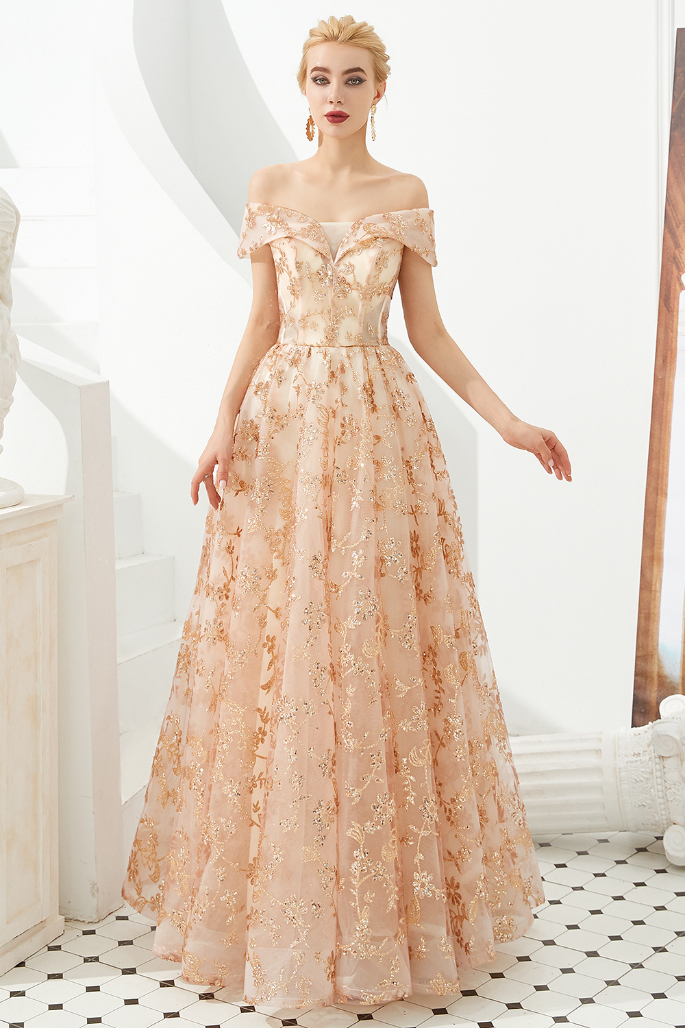 Graceful Off-the-shoulder Tulle A-line Prom Dress