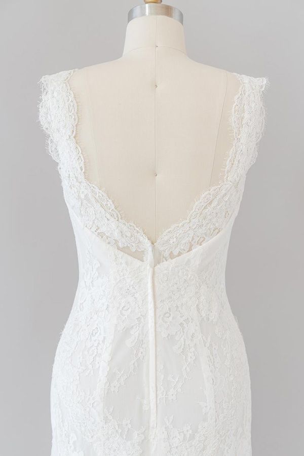 Elegant Long Sweetheart Lace Mermaid White Wedding Dress