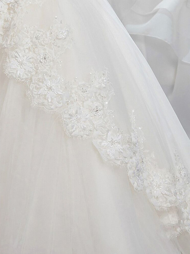 Ball Gown Tulle Half Sleeve Lace Floor Length Flower Girl Dresses