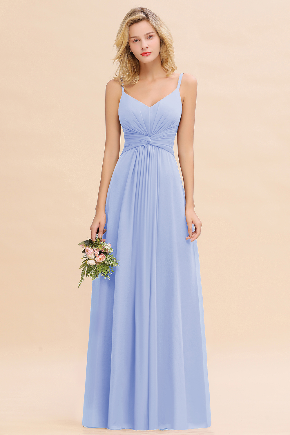 Elegant A-line Ruffles Spaghetti Straps Bridesmaid Dress