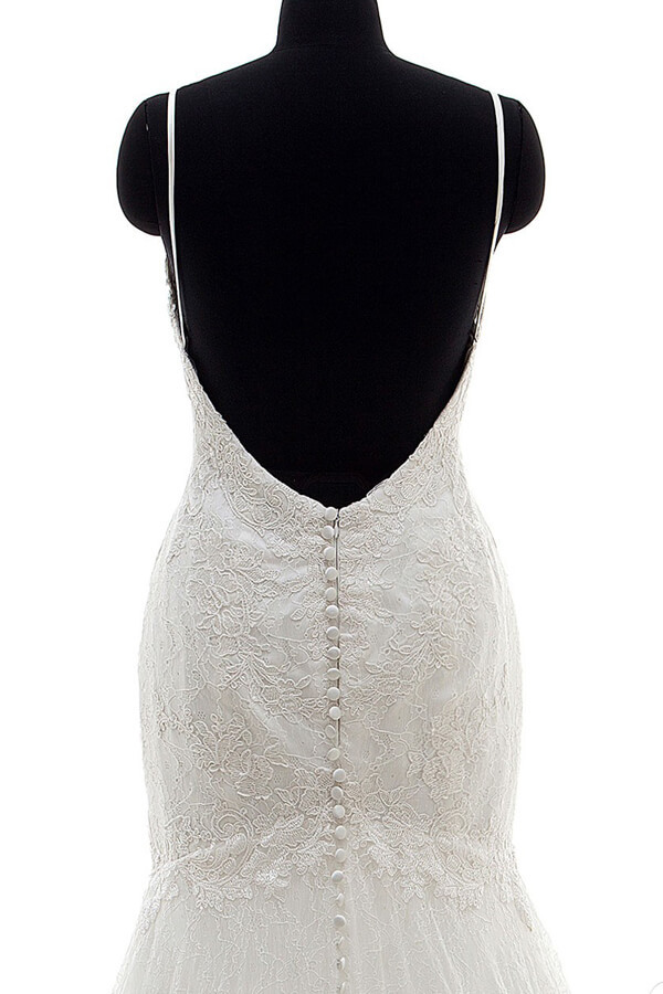 Long Sweetheart Appliques Spaghetti Strap Mermaid Wedding Dress