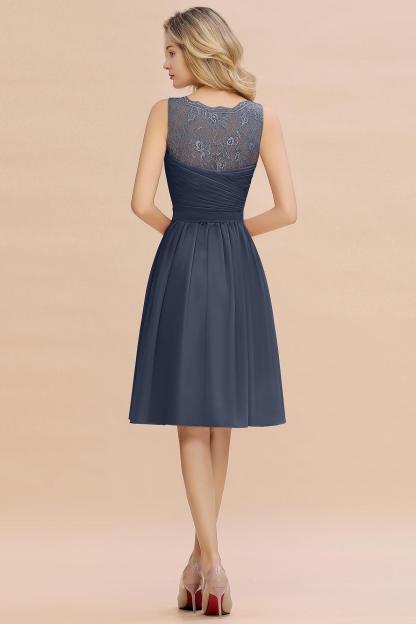 Elegant A-line Chiffon Sleeveless Knee Length Bridesmaid Dress