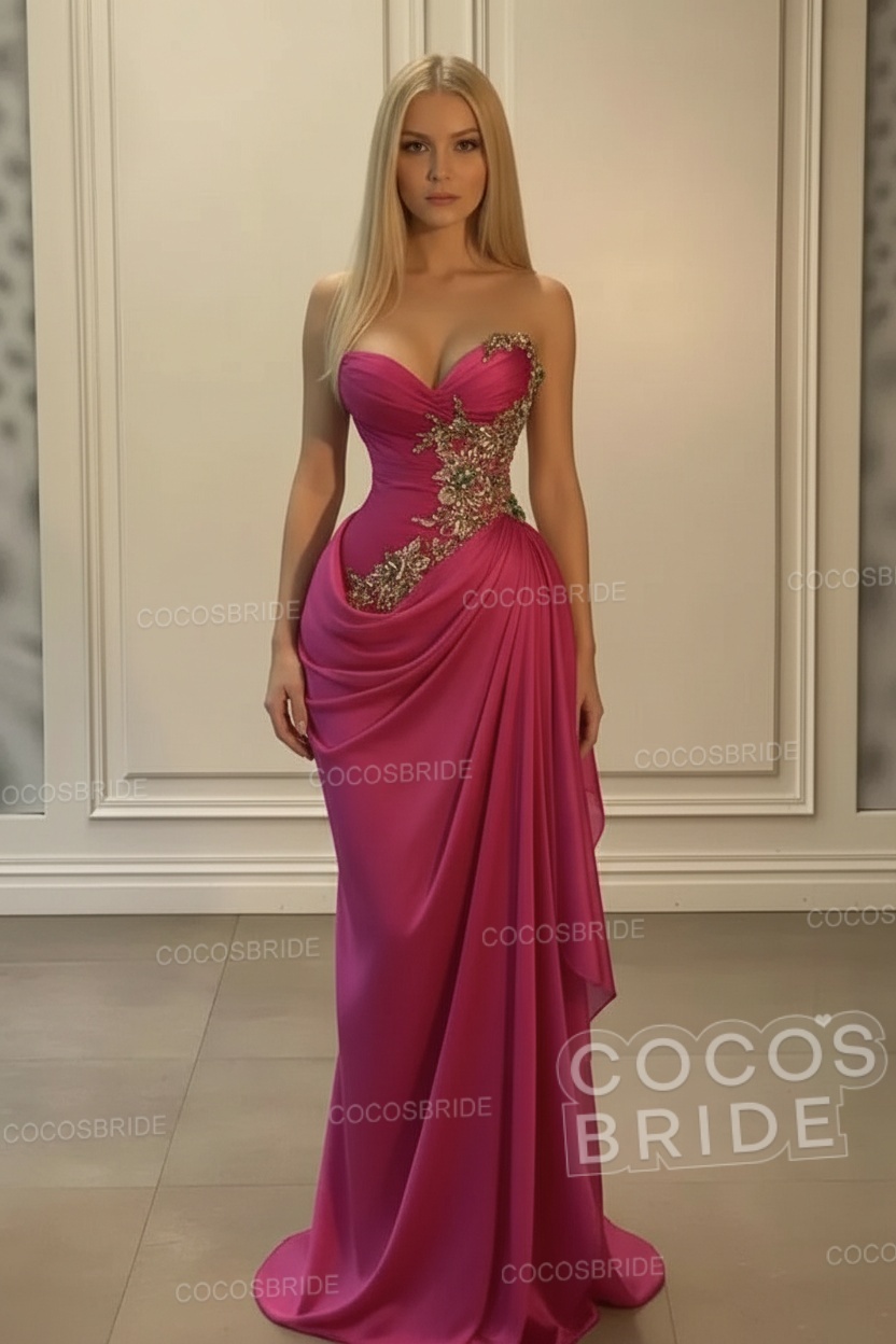 Sweetheart Mermaid Long Chiffon Prom Dress with Beads