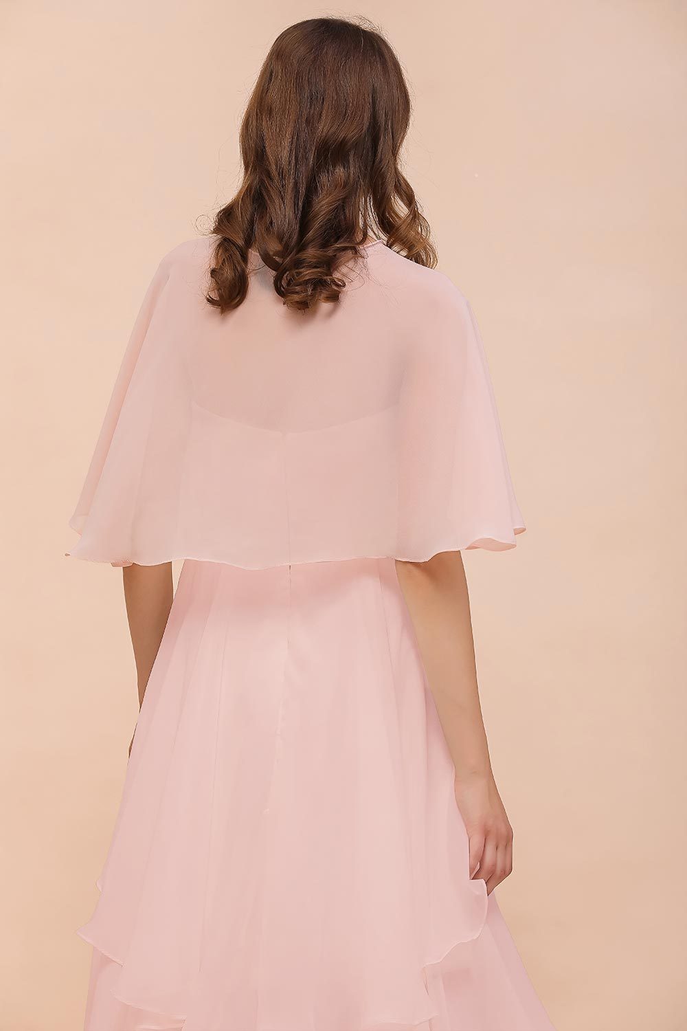 BM1086 Pink Ruffle Chiffon Special Occasions Wraps