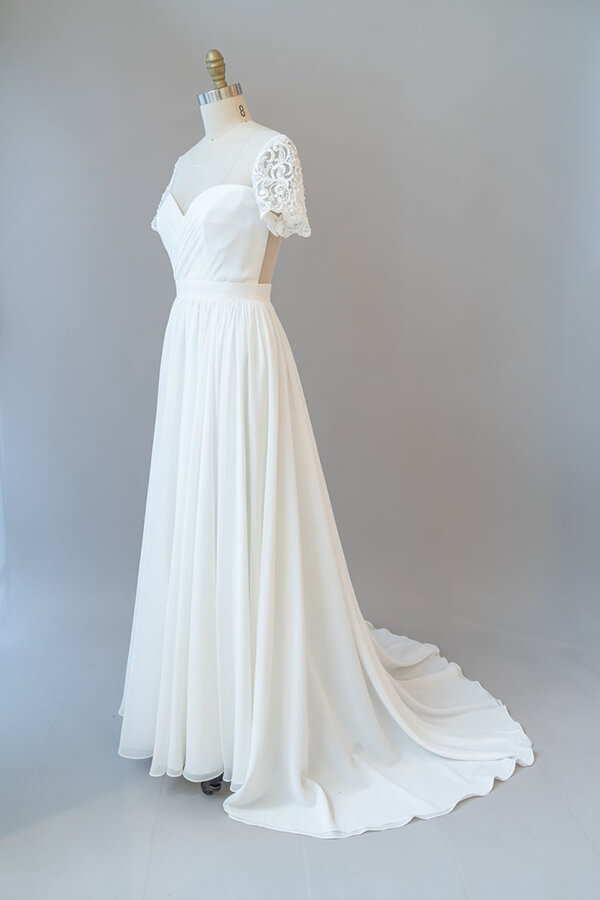 sachin and babi light blue dress F171064 V-neck Chiffon Wedding Dress with Beading & Embroidery