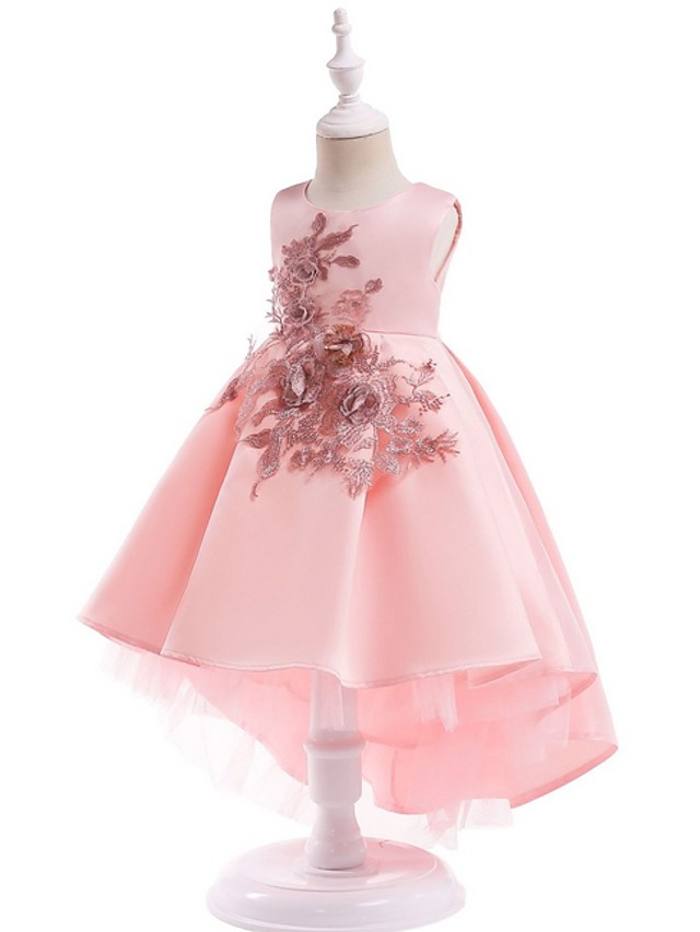 Ball Gown Ankle Length Pageant Flower Girl Dresses - Polyester Sleeveless Jewel Neck With Appliques