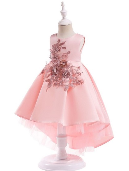 Ball Gown Ankle Length Pageant Flower Girl Dresses - Polyester Sleeveless Jewel Neck With Appliques