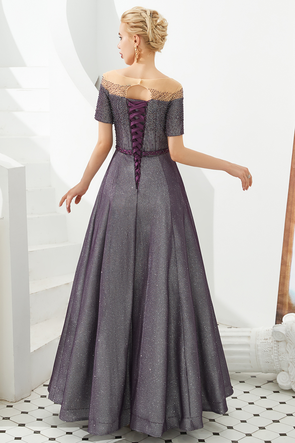 Fascinating Jewel Bright silk Princess Prom Dress