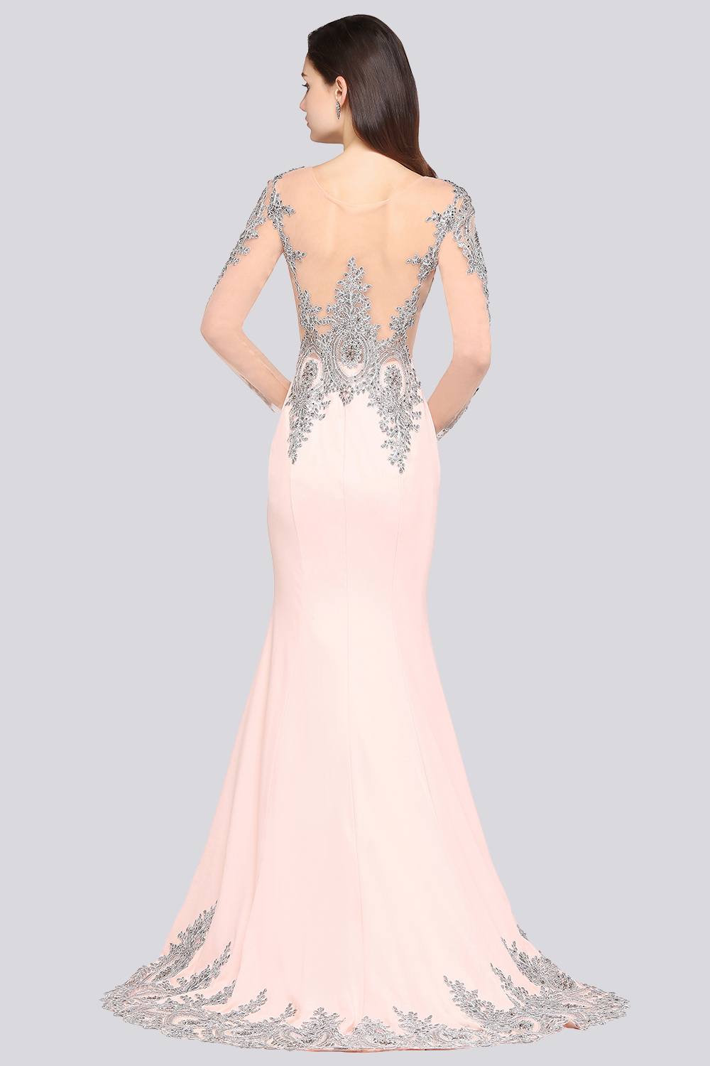 Mermaid Long Sleeves Appliques Beads Wedding Guest Dresses