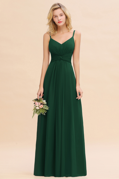 Elegant A-line Ruffles Spaghetti Straps Bridesmaid Dress