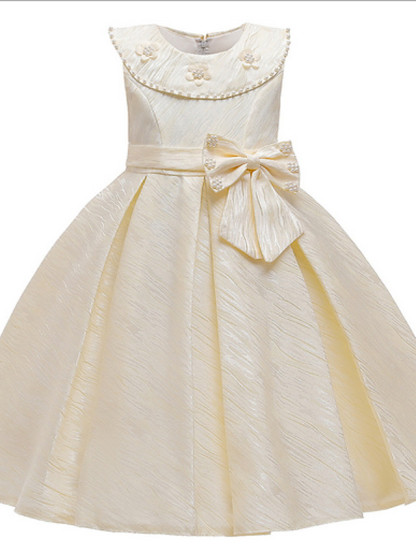 Ball Gown Ankle Length Pageant Flower Girl Dresses - Polyester Sleeveless Jewel Neck With Appliques