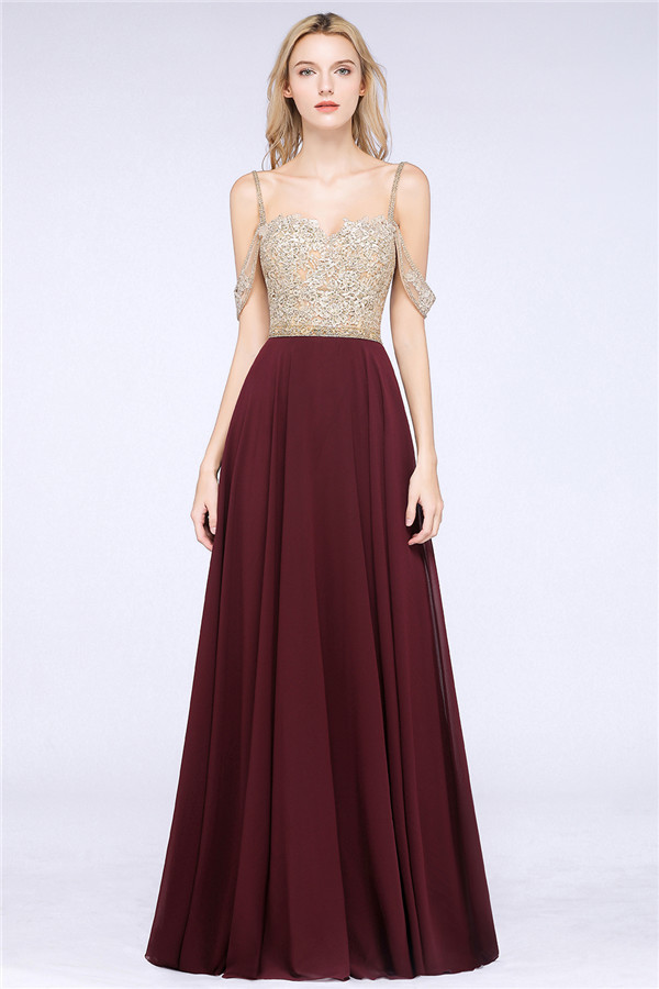 BM0761 Appliques Spaghetti Straps A-line Bridesmaid Dress