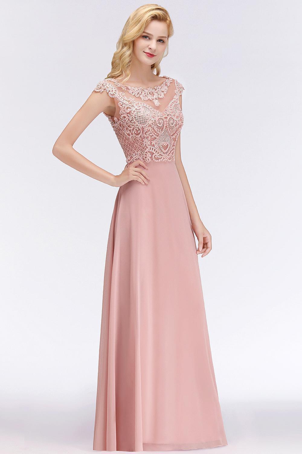A-line Crystal Decorated Floor Length Evening Dress
