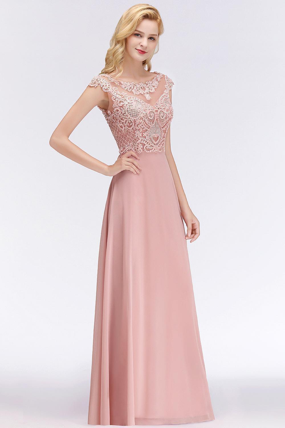 A-line Crystal Decorated Floor Length Evening Dress