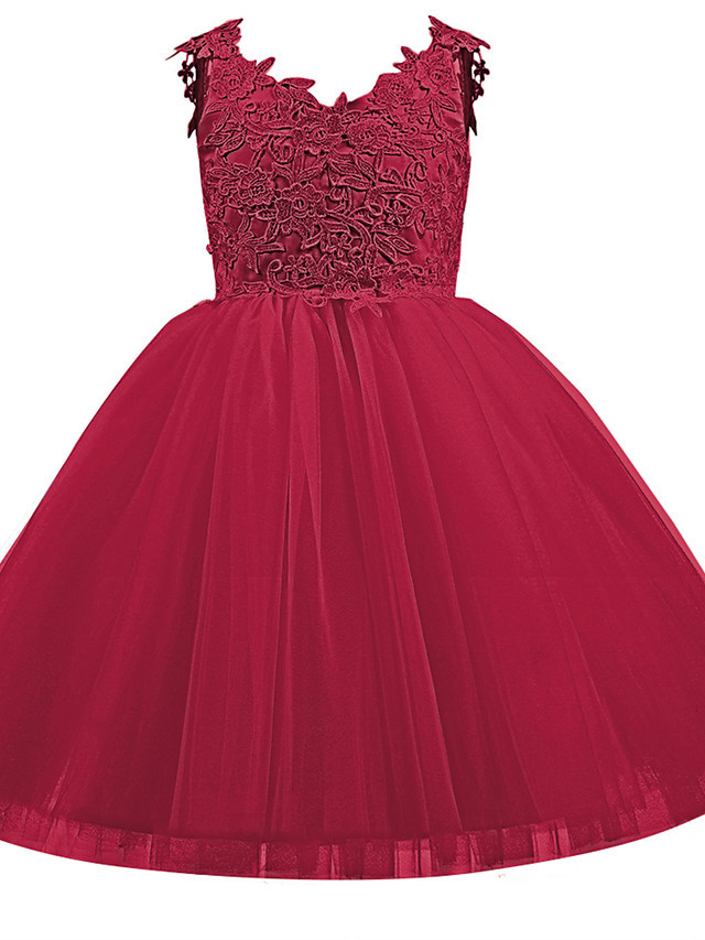 Short Ball Gown Tulle Flower Girl Dresses White First Communion Dresses