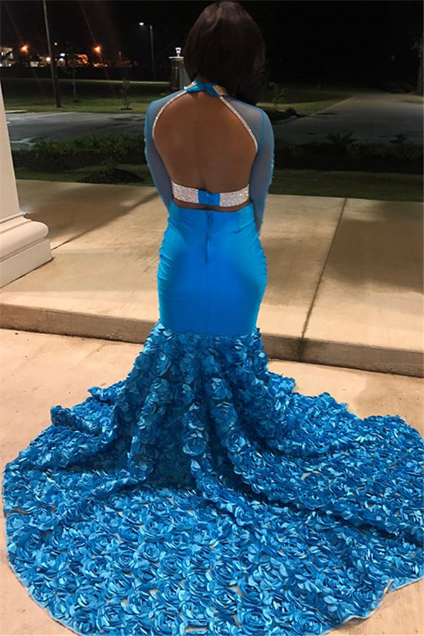 Eye-catching High Neck Flower(s) Mermaid Prom Dress
