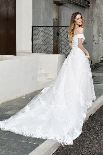 Lace Off the Shoulder Beading Mermaid Wedding Dress