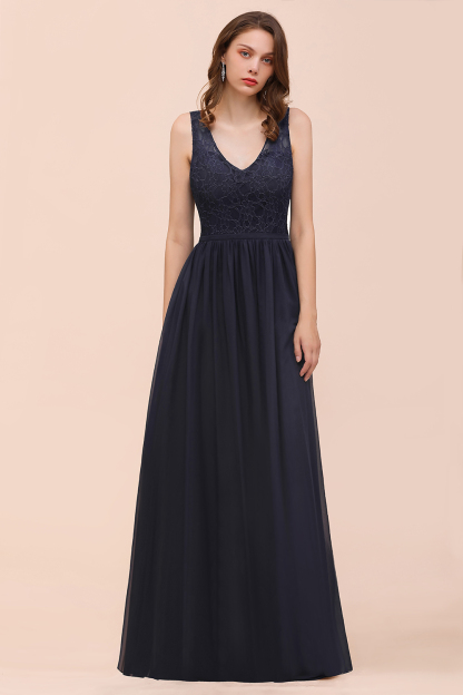 Elegant V-neck Wide Straps A-line Floor-length Chiffon Bridesmaid Dress With Ruched