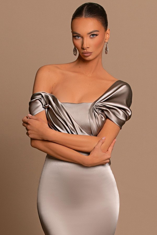 Beautiful Long Mermaid One Shoulder Satin Formal Prom Dresses