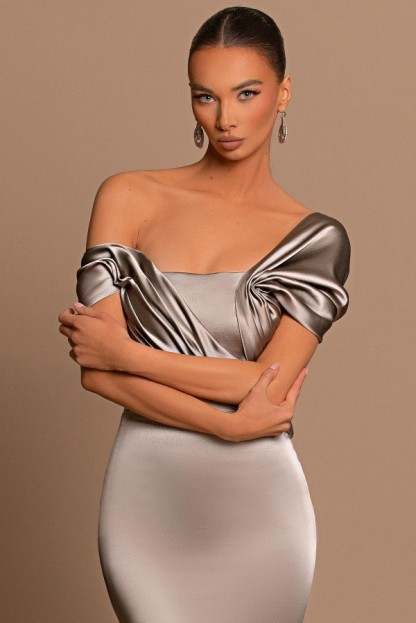 Beautiful Long Mermaid One Shoulder Satin Formal Prom Dresses