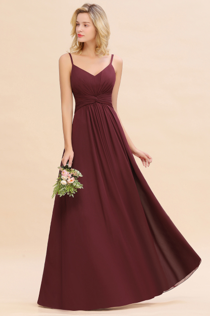 Elegant A-line Ruffles Spaghetti Straps Bridesmaid Dress