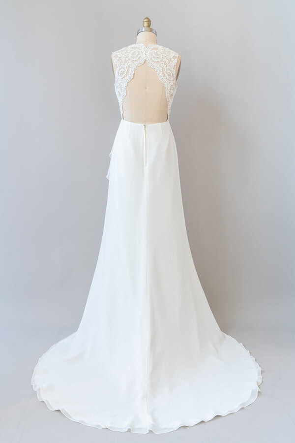 Long Sweetheart Ruffle Lace Chiffon Mermaid Wedding Dress