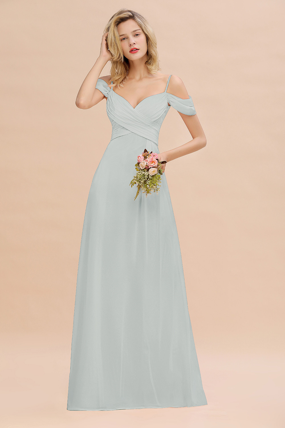 Spaghetti Straps Sweetheart Ruffles Bridesmaid Dress