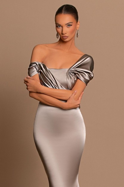 Beautiful Long Mermaid One Shoulder Satin Formal Prom Dresses