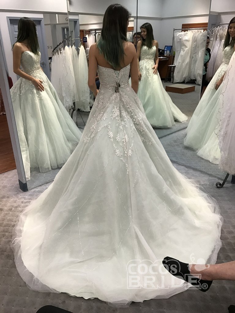 Precious Shinny Beaded Strapless Ball Gown Wedding Dress