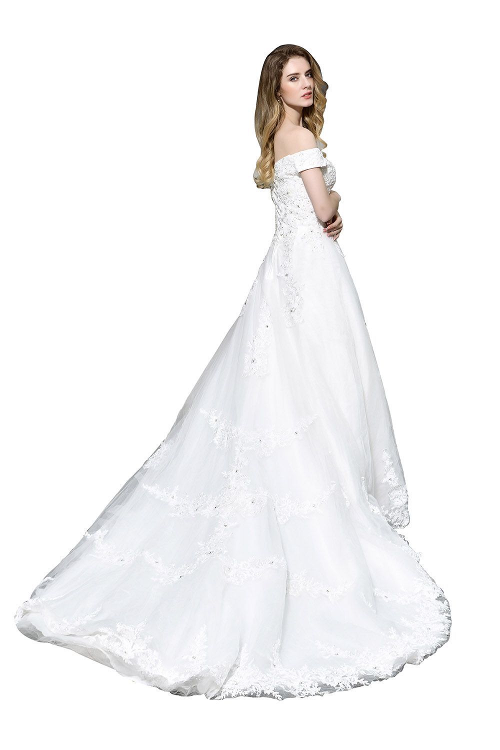 Lace Off the Shoulder Beading Mermaid Wedding Dress