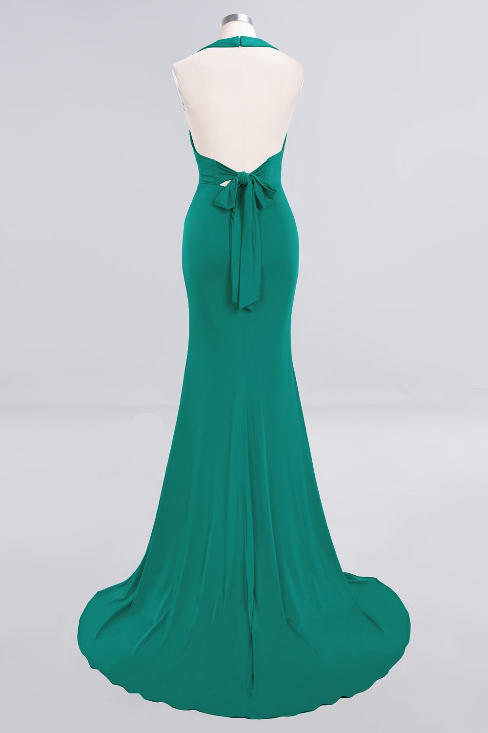 Elegant Halter Deep V-neck Open Back Floor-length Mermaid Prom Dress