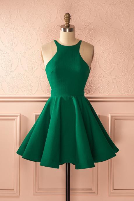Chic Short A-line Satin Open Back Prom Homecoming Dress - CoCosBride