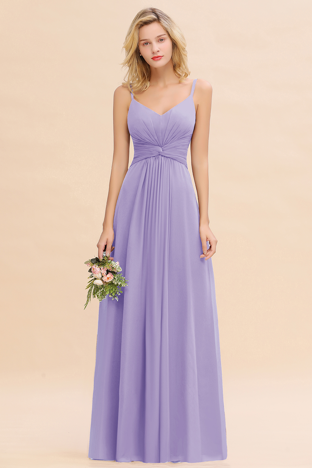 Elegant A-line Ruffles Spaghetti Straps Bridesmaid Dress