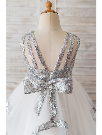 Ball Gown Knee Length Wedding / Birthday Flower Girl Dresses - Tulle / Sequined Sleeveless Jewel Neck With Bow(S)