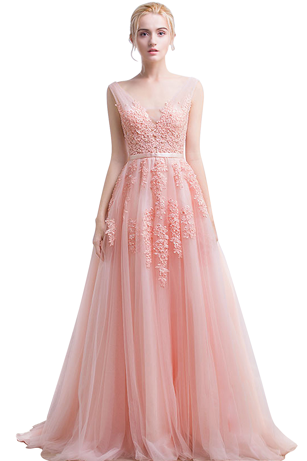Fabulous V-neck Tulle A-line Evening Dress