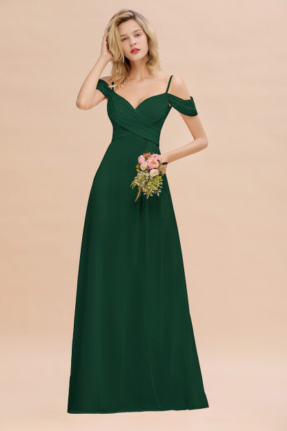 Spaghetti Straps Sweetheart Ruffles Bridesmaid Dress