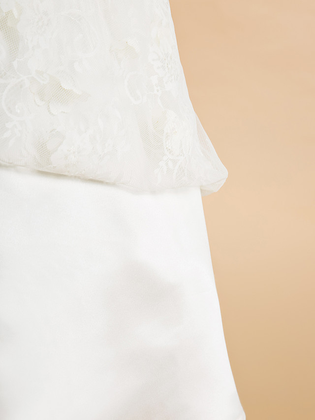 Long A-line Tulle Lace Flower Girl Dresses White First Communion Dress