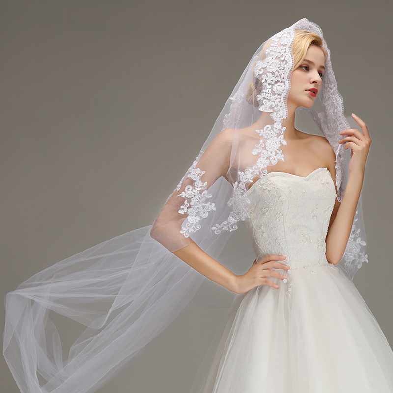 One Layer Cathedral Length Wedding Veil with Comb