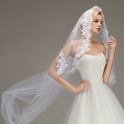 One Layer Cathedral Length Wedding Veil with Comb