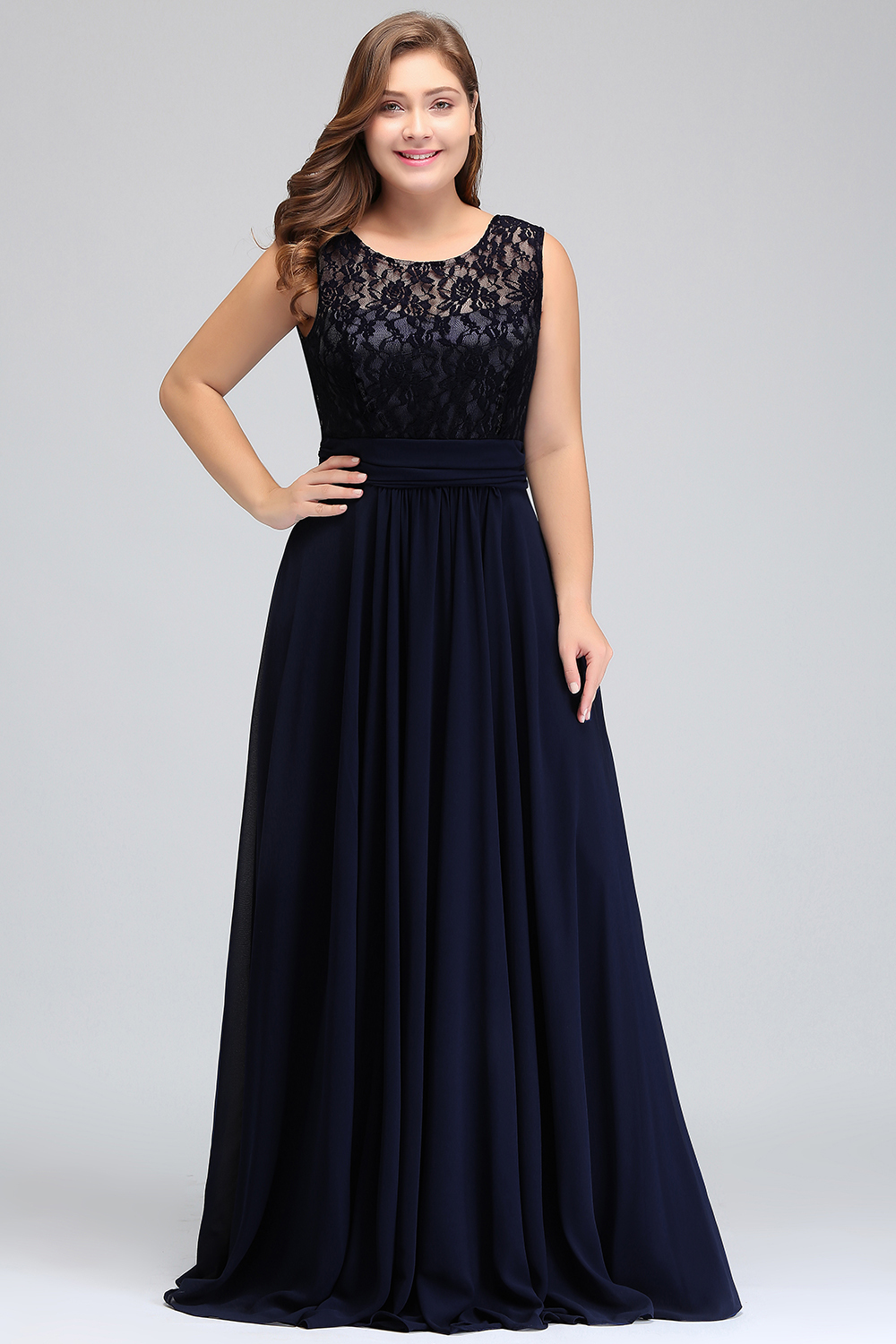 Classy Bateau Sleeveless A-Line Chiffon Floor-length Ruffles Prom Dress