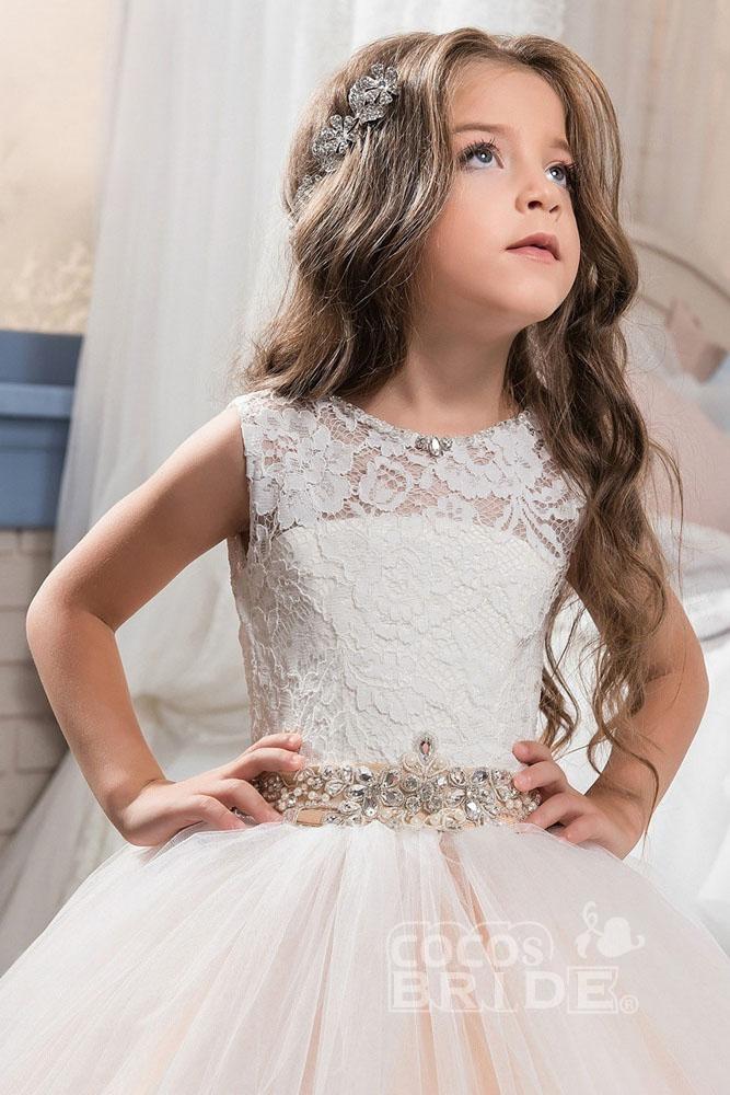 Scoop Neck Sleeveless Ball Gown Flower Girls Dress